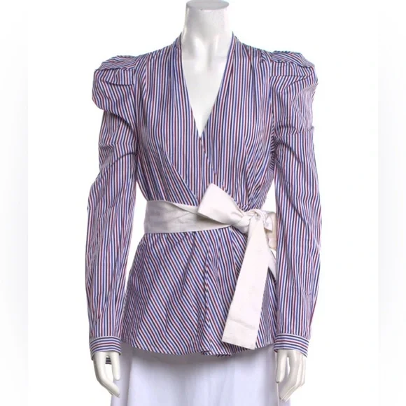 Beautiful Silvia Tcherassi Blue and Red Striped Wrap Blouse - like new - XS - Picture 1 of 3